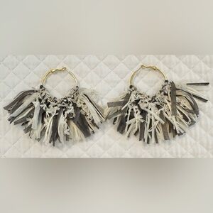 Mignonne Gavigan Mary Gold Hoop Earrings Grey & White